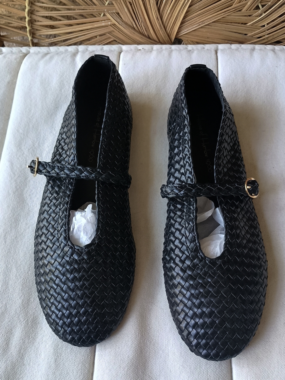 House of Harlow 1960 Black Woven Mary Jane Flats